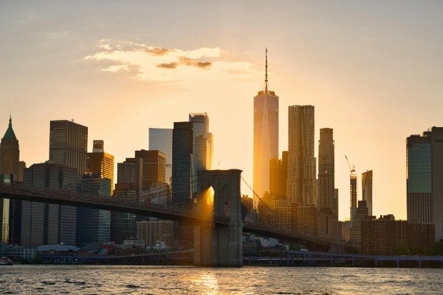 New York City Skyline Sunset Reflection