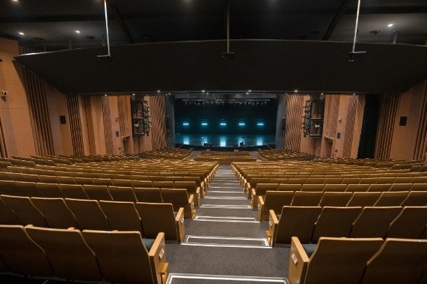 empty theater with stage seats